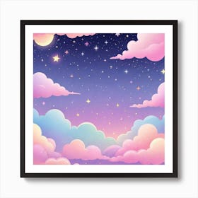 Sky With Twinkling Stars In Pastel Colors Square Composition 175 Art Print