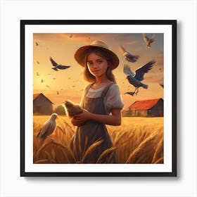 Girl In A Wheat Field Art Print