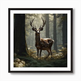 Deer In The Forest 93 Art Print