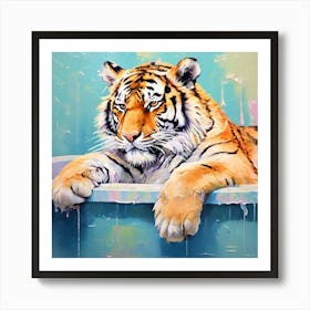 Tiger In The Tub Art Print