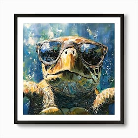 Sea Turtle In Sunglasses 11 Art Print