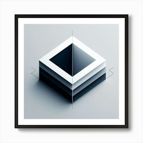 Abstract Black And White Cube Art Print