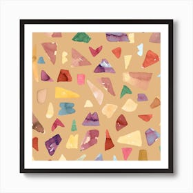 Terrazzo Watercolor Gold Square Affiche