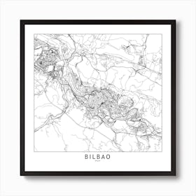 Bilbao White Map Square Art Print