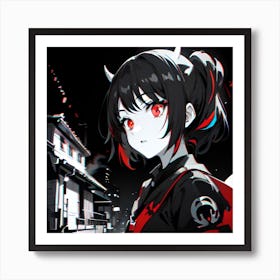 Anime Girl With Red Eyes Art Print