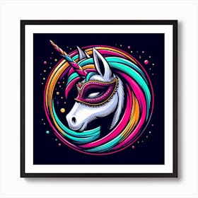 Unicorn With A Mask Art Print