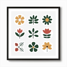 Flower Stickers Set 1 Art Print