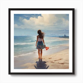 Girl On The Beach Art Print