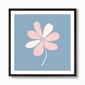 A White And Pink Flower In Minimalist Style Square Composition 48 Art Print