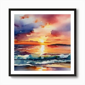 Sunset Watercolor Painting 1 Art Print