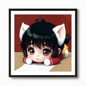 Kawaii Cat Art Print