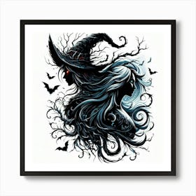 Witches And Bats Art Print