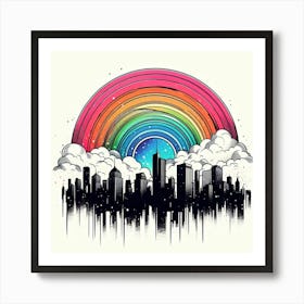 Rainbow City Skyline Art Print