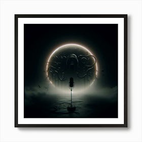 Microphone In The Dark Art Print