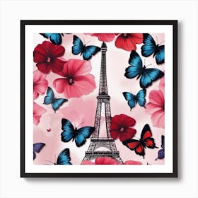 Paris With Butterflies 57 Art Print