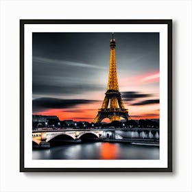 Eiffel Tower At Sunset 3 Art Print