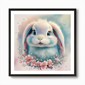 Bunny With Flowers Art Print