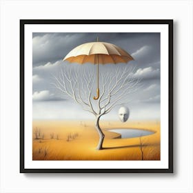 Umbrella Over A Tree Art Print