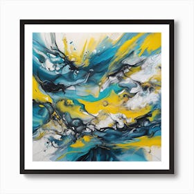 Abstract  In Blue And Yellow Art Print