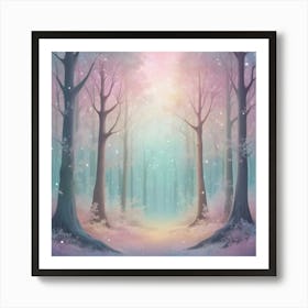 A Fantasy Forest With Twinkling Stars In Pastel Tone S 1 Art Print