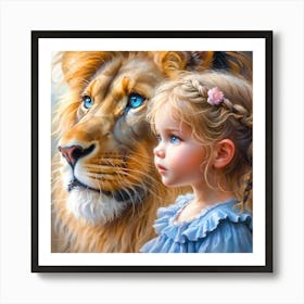 Little Girl With Lion Art Print