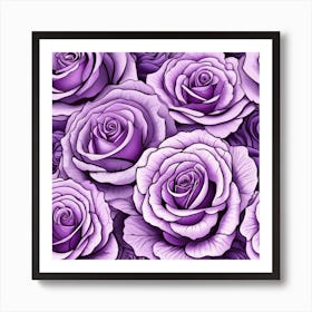 Purple Roses Seamless Pattern 4 Art Print