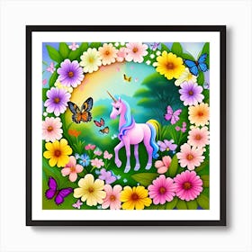Unicorn In The Garden Art Print