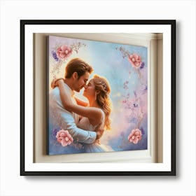 Couple Kissing On Canvas Art Print