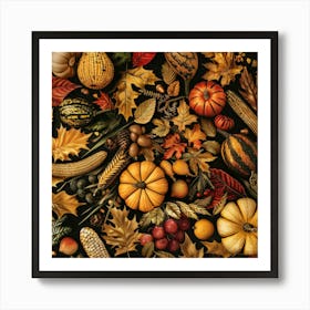 Thanksgiving Banner Texture With Autumn Leaves A 1718400140 3 Art Print