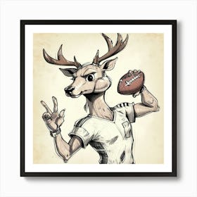 Deer Football Player 3 Poster