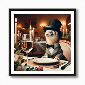 Ferret In Top Hat 2 Art Print