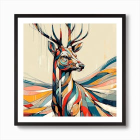 "Abstract Antlers" is a captivating artwork that marries the elegance of wildlife with the dynamism of abstract design. This piece features a stag with a complex tapestry of geometric shapes and flowing lines that traverse its form, rendered in a rich palette of warm and cool tones. The fusion of the organic with the abstract gives this image a sense of movement and depth, making it an eye-catching addition to any collection. Ideal for those who appreciate the beauty of nature with a modern, artistic twist, "Abstract Antlers" is perfect for creating a focal point in a contemporary setting, adding a splash of color and a sophisticated edge to your decor. Art Print