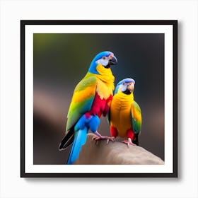 Colorful Parrots pair Art Print