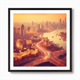 Shanghai Cityscape At Sunset Art Print