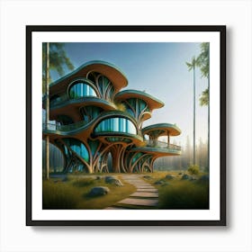 Huge colorful futuristic house design with vibrant details 7 Affiche