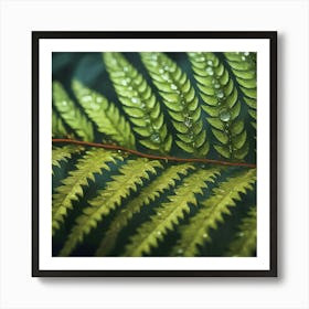 Fern Leaf With Raindrops Art Print