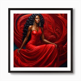 Beautiful Woman In Red Art Print