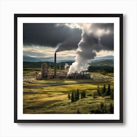 Smoke Billowing From A Power Plant Art Print