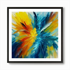 Gorgeous, distinctive yellow, green and blue abstract artwork 12 Art Print