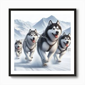 Huskies In The Snow 3 Póster