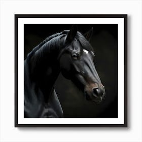 Black Horse Portrait Art Print