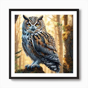 Owl In The Woods 54 Art Print