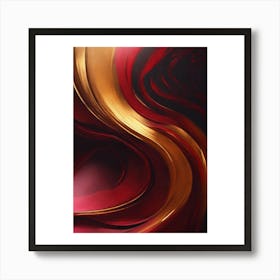 Abstract Red Gold Painting Art Print