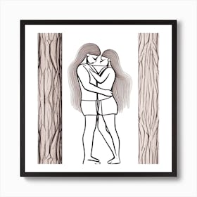 Two People Hugging Art Print