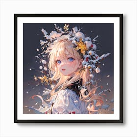 Anime Girl In Snow 1 Art Print