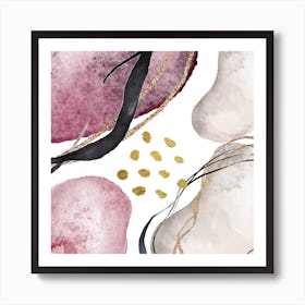 Gold And Pink Watercolor Painting Art Print