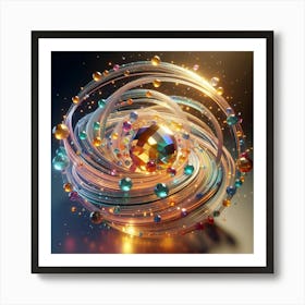 3d Rendering Of A Colorful Spiral Art Print