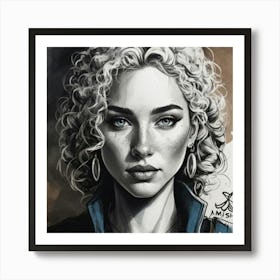 Girl With Curly Hair Art Print