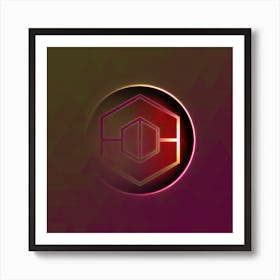 Geometric Neon Glyph on Jewel Tone Triangle Pattern 406 Art Print