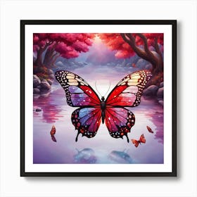 Butterfly In The Water Art Print